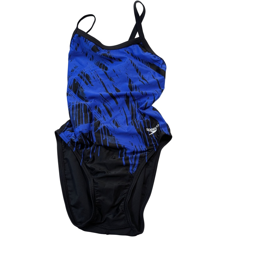 Speedo Women PowerFLEX Eco One Piece Swimsuit 30 Blue Black 7719717
